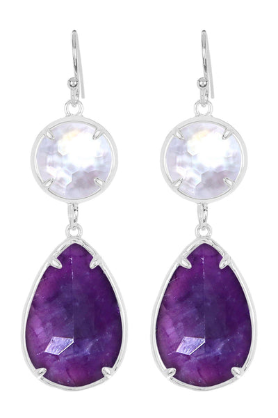 Amethyst With Pearl Drop Earrings - SF