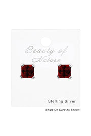 Sterling Silver Square 2mm Ear Studs With CZ - SS