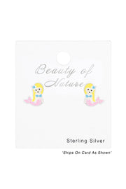 Sterling Silver Mermaid Ear Studs with Epoxy - SS