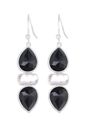 Hematite With Pearl Drop Earrings - SF