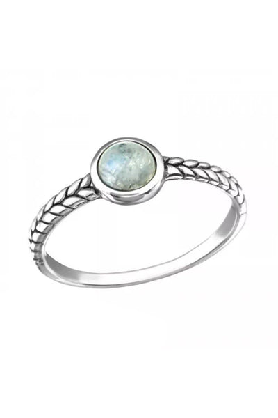 Sterling Silver Cab Ring With Rainbow Moonstone - SS