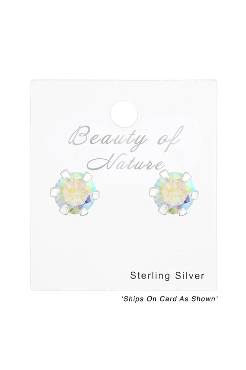 Sterling Silver Round 4mm Ear Studs With Cubic Zirconia - SS