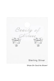 Sterling Silver Heart 3mm Ear Studs With Cubic Zirconia - SS