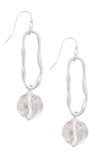 Clear Murano Glass & Freeform Hoop Drop Earrings - SF