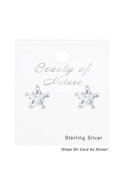 Sterling Silver Star 4mm Ear Studs With Cubic Zirconia - SS