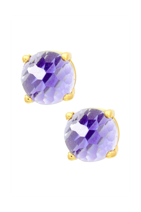 Lavender Crystal 8mm 4 Prong Post Earrings - GF
