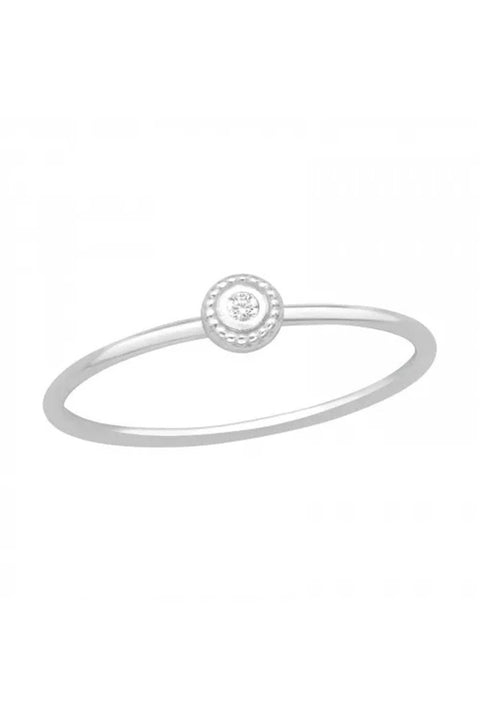 Sterling Silver Small Halo Ring With CZ - SS