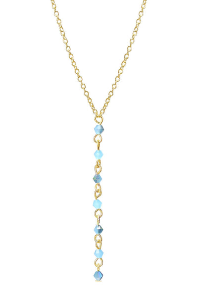 Blue Austrian Crystal Y Necklace - GF