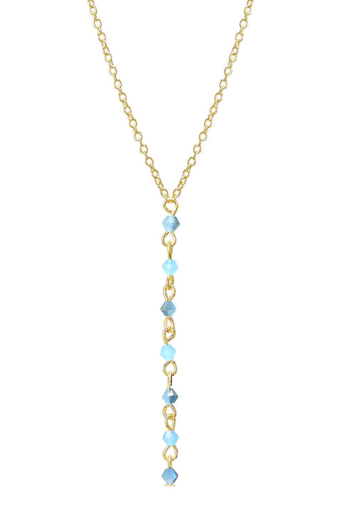 Blue Austrian Crystal Y Necklace - GF