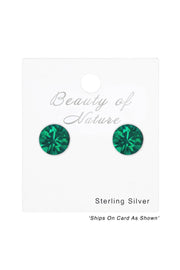 Sterling Silver Round 3mm Ear Studs With Crystals - SS