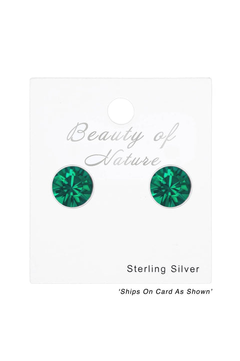 Sterling Silver Round 3mm Ear Studs With Crystals - SS