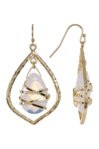 Moonstone Crystal Wrapped Chandelier Earrings In Gold - GF