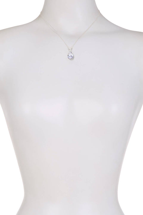 Clear CZ Oval Charm Necklace - SF