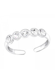 Sterling Silver & Crystal Adjustable Toe Ring - SS
