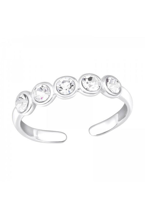 Sterling Silver & Crystal Adjustable Toe Ring - SS