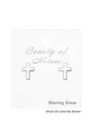 Sterling Silver Cross Ear Studs - SS