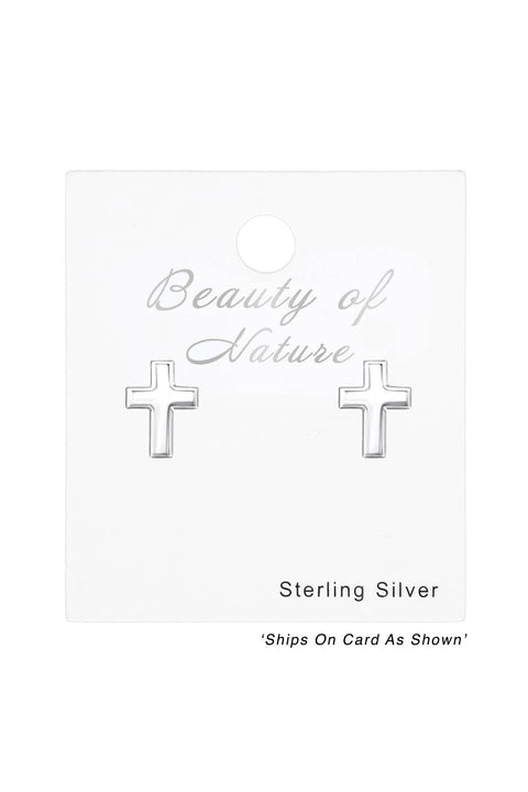 Sterling Silver Cross Ear Studs - SS