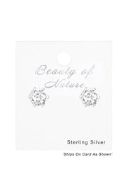 Sterling Silver Round 6mm Ear Studs With Cubic Zirconia - SS
