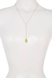 Lemon Crystal Wire Wrapped Y Necklace - GF