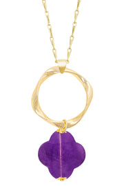 Amethyst & Freeform Hoop Pendant Necklace - GF