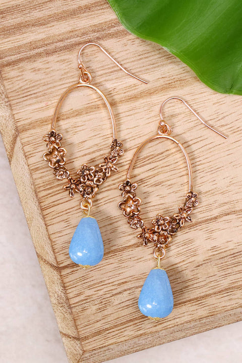 Aquamarine & Blossoms Drop Earrings - GF
