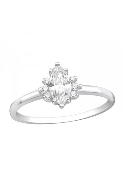Sterling Silver Marquis Ring With CZ - SS