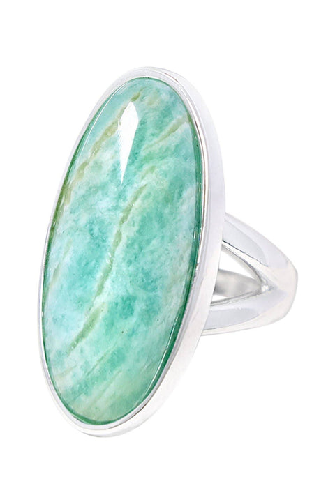 Amazonite Oval Cabochon Ring - SF