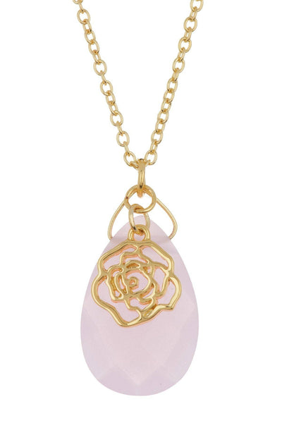 Rose Crystal Charm Necklace - GF