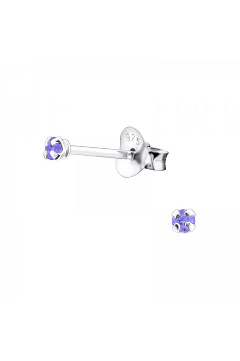 Sterling Silver Round 2mm Ear Studs With Cubic Zirconia - SS