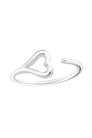 Sterling Silver Heart Adjustable Toe Ring - SS