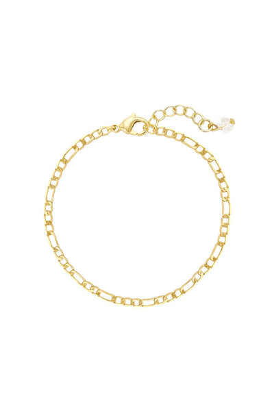 14k Gold Plated 3mm Figaro Chain Bracelet - GP