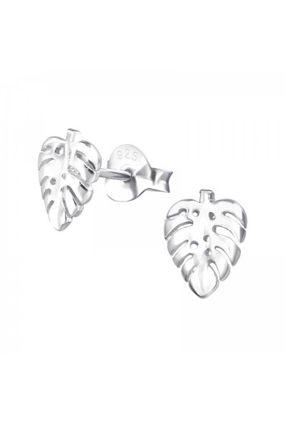 Sterling Silver Leaf Ear Studs - SS
