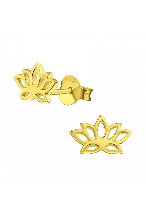 Sterling Silver Lotus Flower Ear Studs - VM
