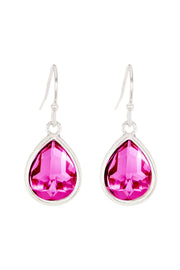 Raspberry Crystal Teardrop Earrings - SF