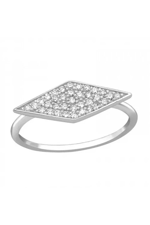 Sterling Silver Statement Ring With CZ - SS