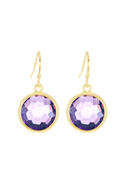 Lavender Crystal Round Drop Earrings - GF