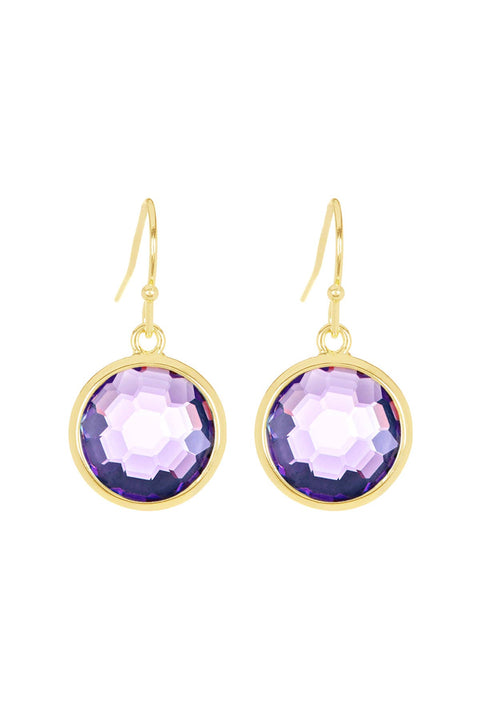 Lavender Crystal Round Drop Earrings - GF