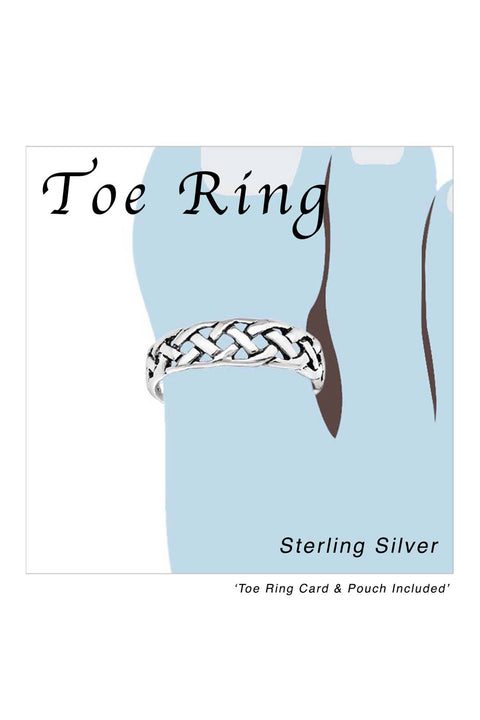 Sterling Silver Weaving Adjustable Toe Ring - SS