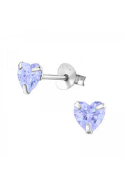 Sterling Silver Heart 5mm Ear Studs With Cubic Zirconia - SS
