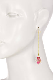 Raspberry Crystal Wire Wrapped Dangle Earrings - GF