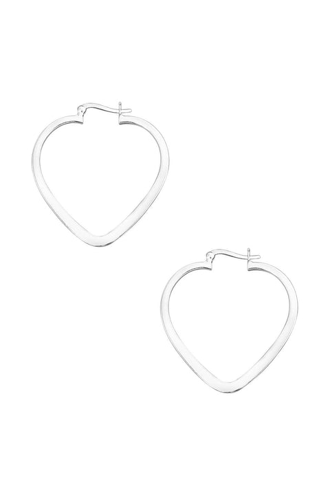 Sterling Silver Big Heart Hoop Earrings - SS