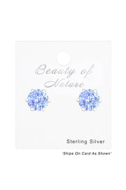 Sterling Silver Round 7mm Ear Studs With Cubic Zirconia - SS