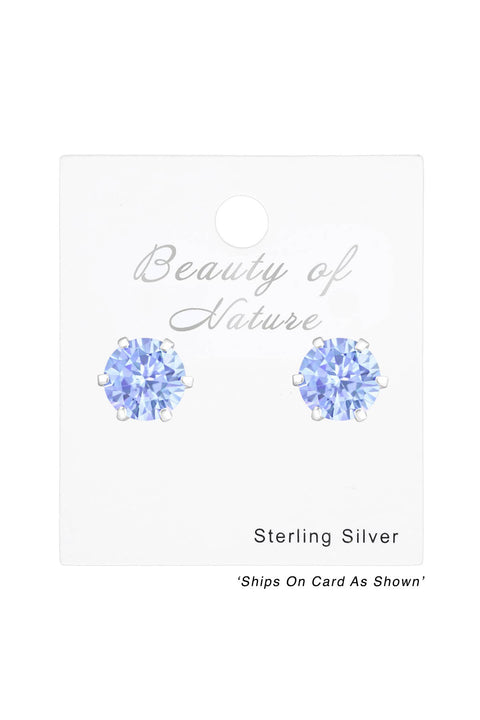 Sterling Silver Round 7mm Ear Studs With Cubic Zirconia - SS