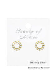 Sterling Silver Circle Ear Studs With Cubic Zirconia - VM