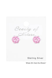 Sterling Silver Round 6mm Ear Studs With Cubic Zirconia - SS