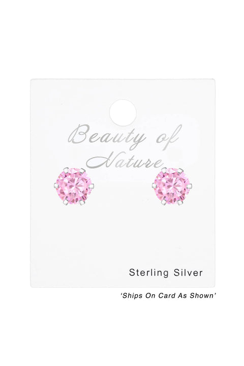 Sterling Silver Round 6mm Ear Studs With Cubic Zirconia - SS