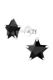 Sterling Silver Star 8mm Ear Studs With Cubic Zirconia - SS