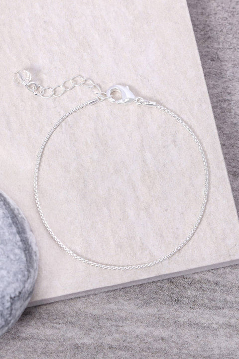 Silver Plated 1mm Round Box Chain Bracelet - SP