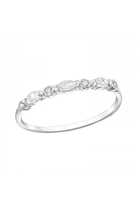 Sterling Silver Stackable Band Ring With CZ - SS