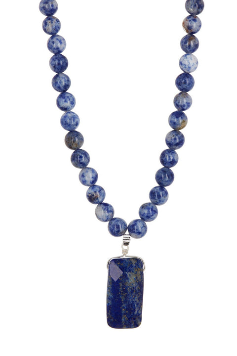 Lapis Meditation Beads Pendant Necklace - SF